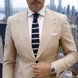 Navy Blue With White Horizontal Stripes Necktie