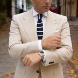 Navy Blue With White Horizontal Stripes Necktie