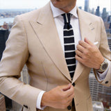 Navy Blue With White Horizontal Stripes Necktie