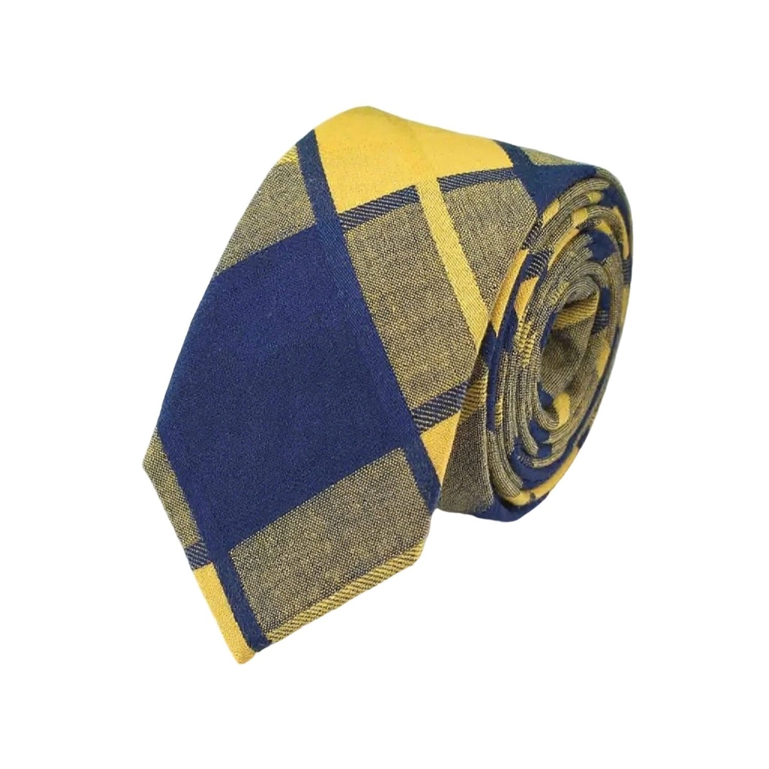 Yellow With Blue Plaid Necktie