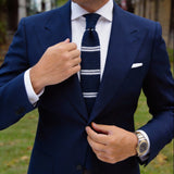 Navy Blue with White Double Stripes Necktie