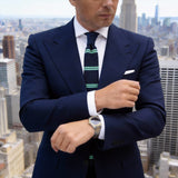 Navy Blue with Light Green Double Stripes Necktie