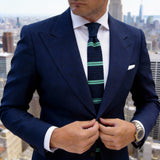 Navy Blue with Light Green Double Stripes Necktie