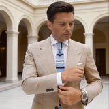 Light Blue with Navy & White Stripes Necktie