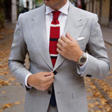 Red with White and Navy Stripes Necktie