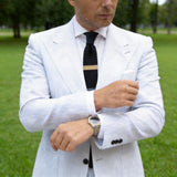 Black with Beige & Gray-blue Stripes Necktie