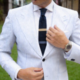 Black with Beige & Gray-blue Stripes Necktie