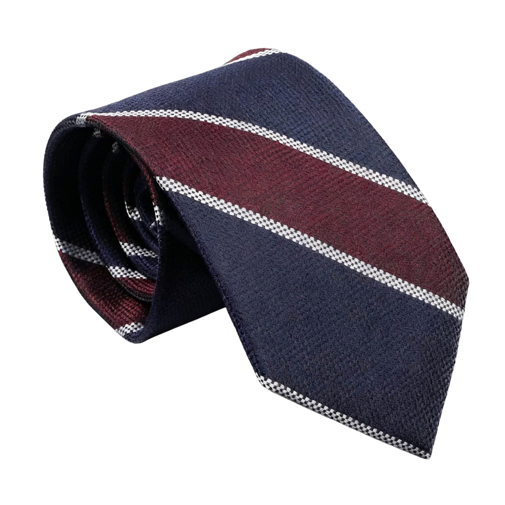 Navy Blue Burgundy Striped Necktie