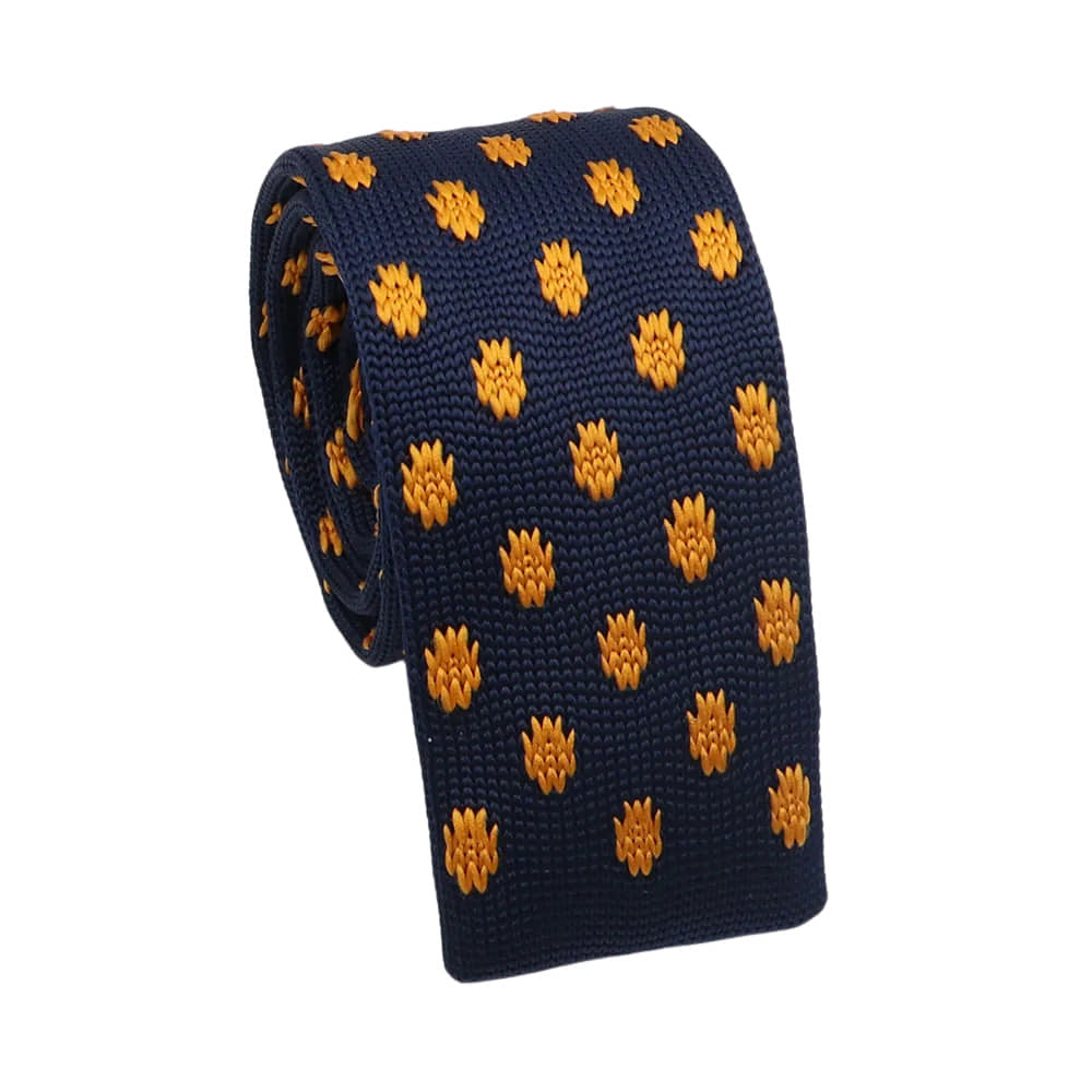 Navy Blue Yellow Dotted Necktie