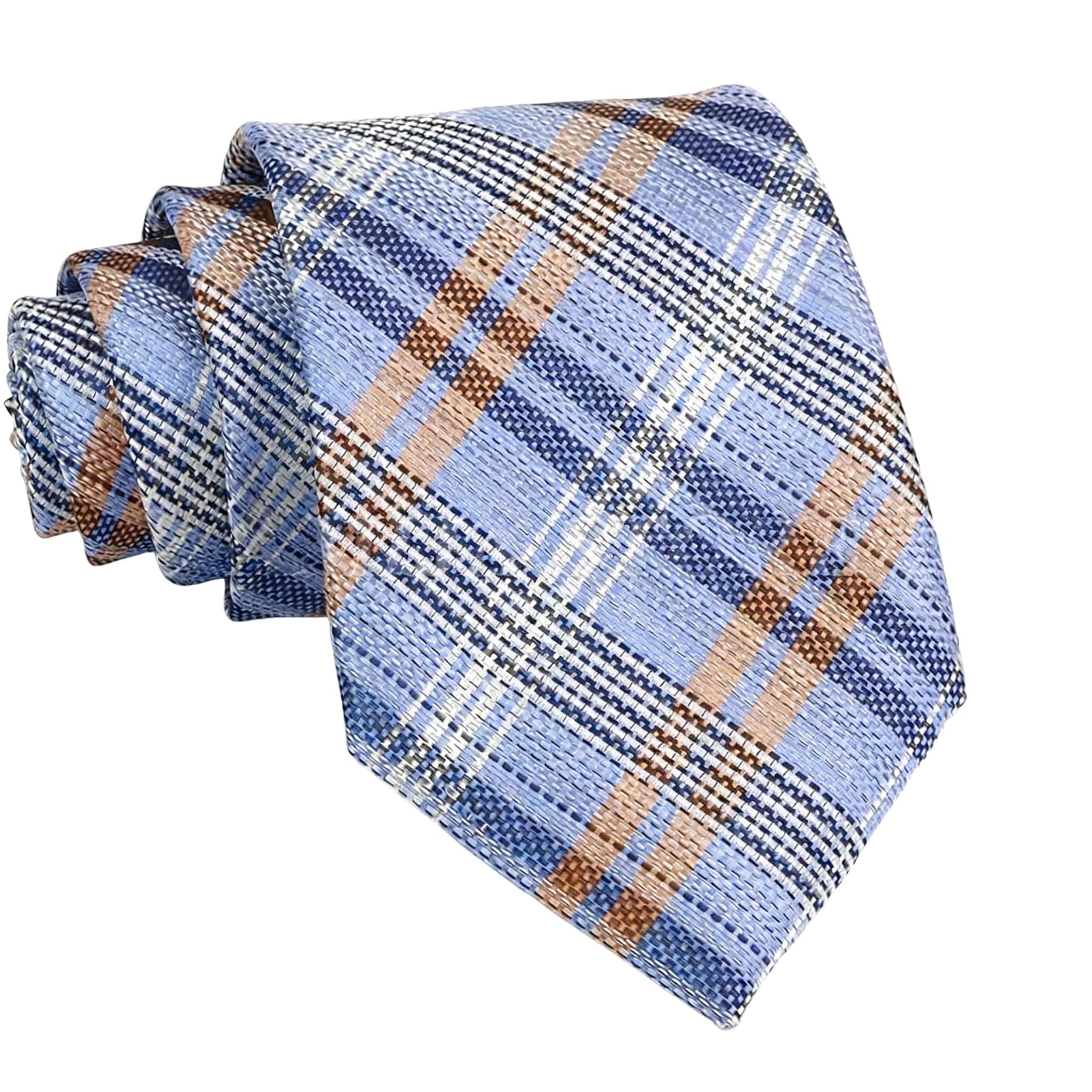 Light Blue Brown Plaid Necktie