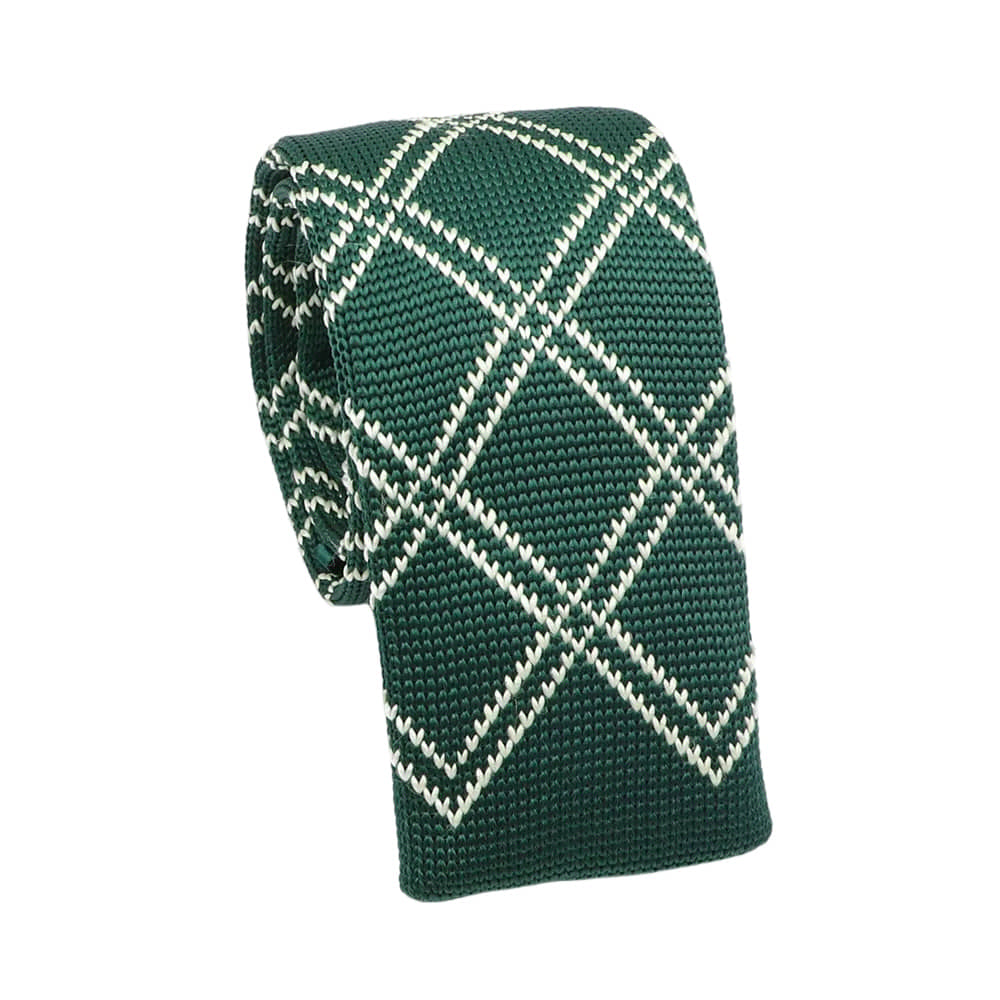 Green White Argyle Necktie