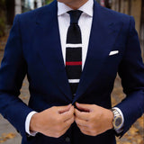 Black with White and Red Stripes Necktie