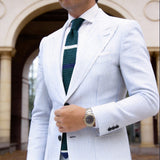 Dark Green with White & Navy Stripes Necktie