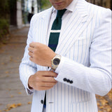Dark Green with White & Navy Stripes Necktie