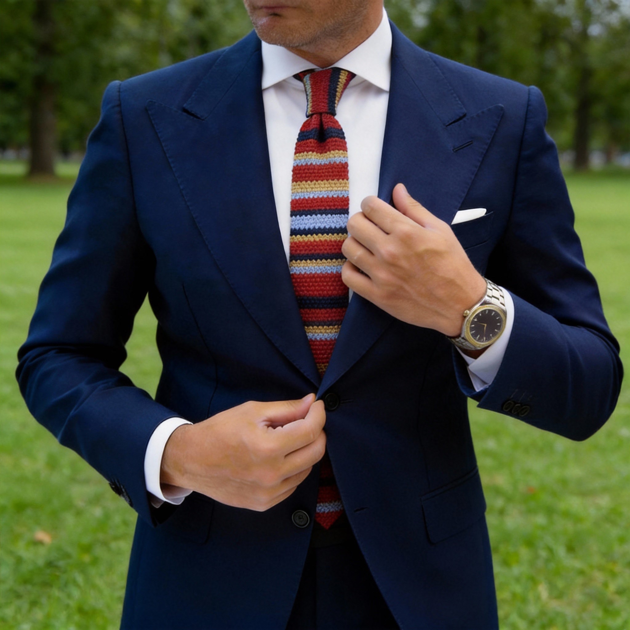 Red with Multicolor Stripes Necktie