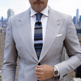 Blue Gray Striped Necktie