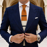 Cream with Orange & Black Horizontal Stripes Necktie