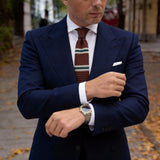 Burgundy with Green & White Striped Knit Necktie