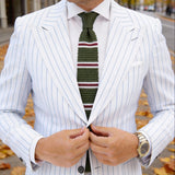 Olive Green with White & Burgundy Stripes Necktie