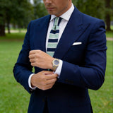 Light Green with Navy and White Stripes Necktie