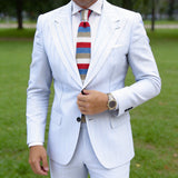 Beige with Red, White & Blue Stripes Necktie