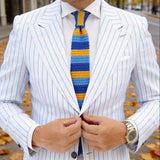 Dark Blue with Light Blue & Yellow Stripes Necktie