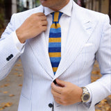 Dark Blue with Light Blue & Yellow Stripes Necktie