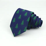 Navy Blue With Green Christmas Tree Necktie