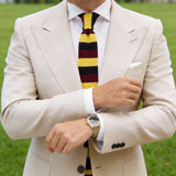 Burgundy with Yellow and Black Horizontal Stripes Necktie