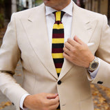 Burgundy with Yellow and Black Horizontal Stripes Necktie