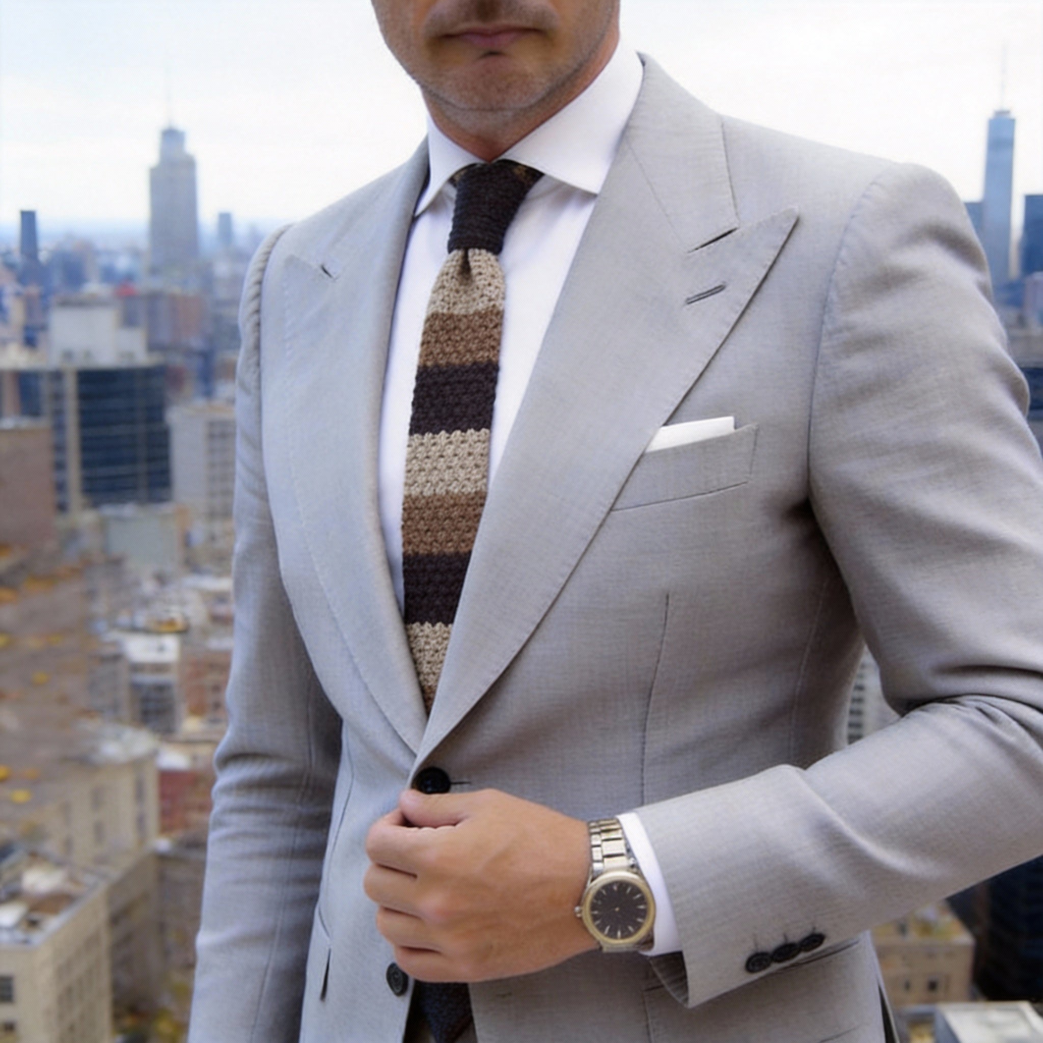 Dark Brown with Brown and Beige Stripes Necktie