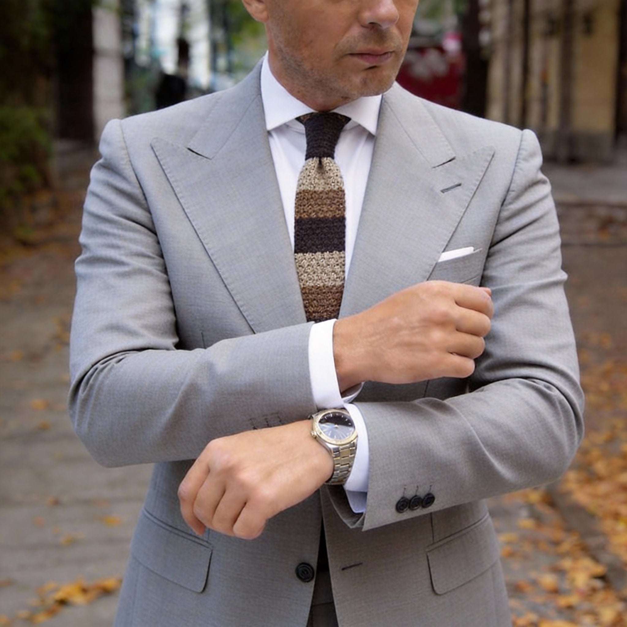 Dark Brown with Brown and Beige Stripes Necktie