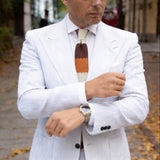 Dark Brown with Off-White & Orange Stripes Necktie