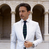 Navy Blue With Dark Green Stripes Necktie