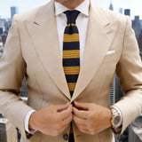 Navy Blue with Mustard Yellow Stripes Necktie