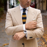 Navy Blue with Mustard Yellow Stripes Necktie