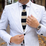 Black with Beige Horizontal Stripes Necktie