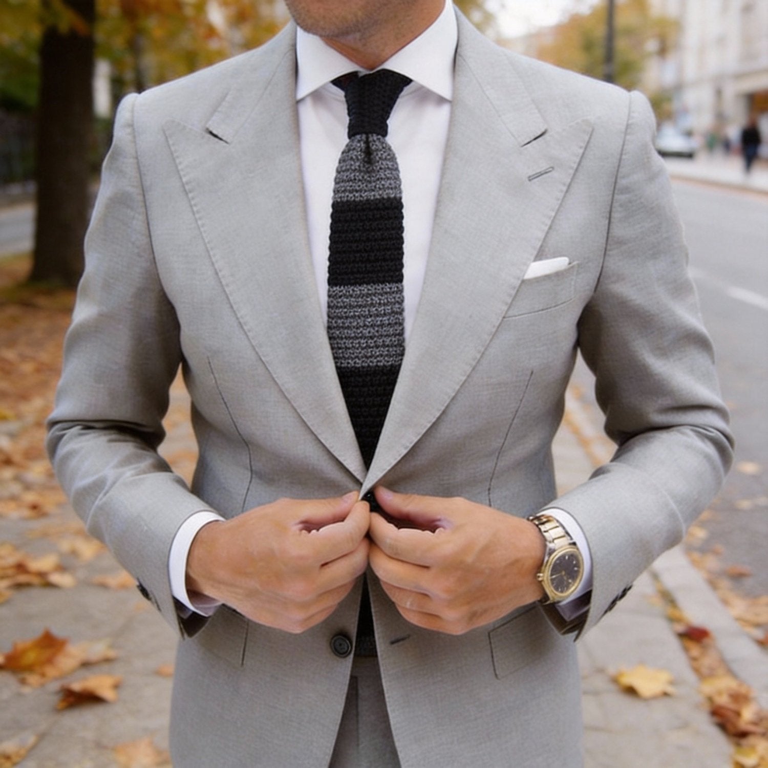 Black with Gray Stripes Necktie