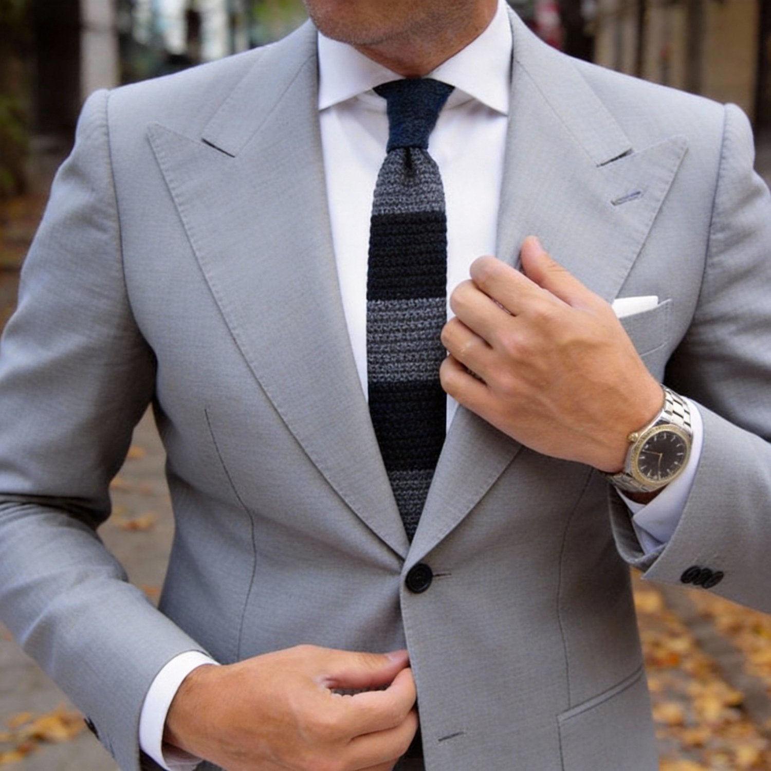 Black with Gray Stripes Necktie
