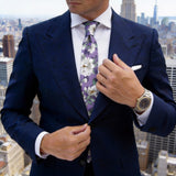 Light Purple with White Floral Necktie