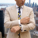 Dark Navy Blue with Multicolor Floral Necktie