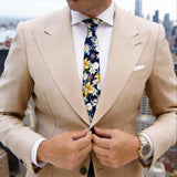 Dark Navy Blue with Multicolor Floral Necktie