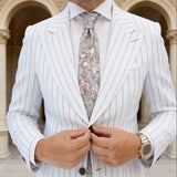 Light Green With Pink Floral Necktie