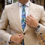 Dark Navy Blue With Blue Floral Necktie