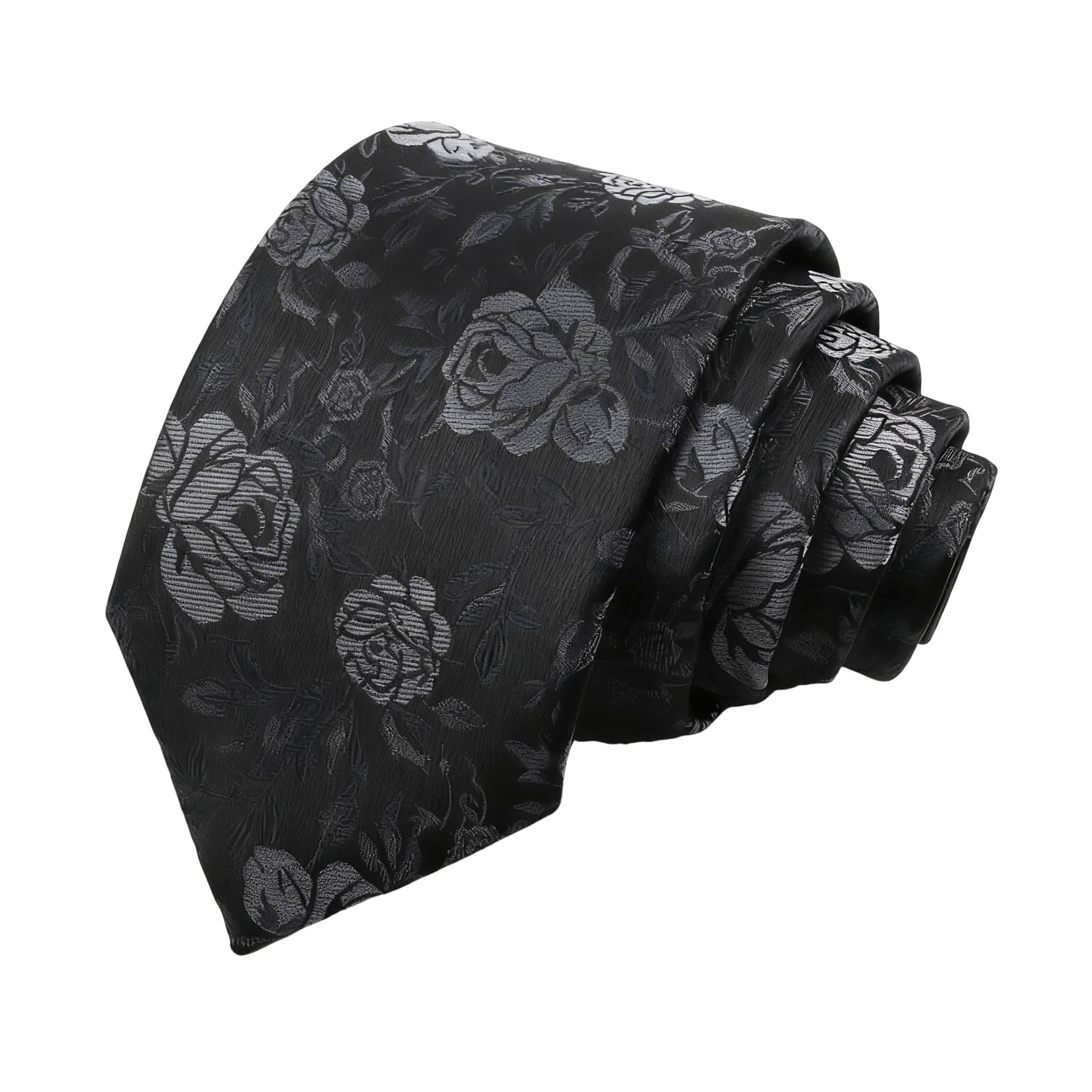 Black Gray Floral Necktie