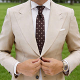 Brown With White Geometric Square Necktie