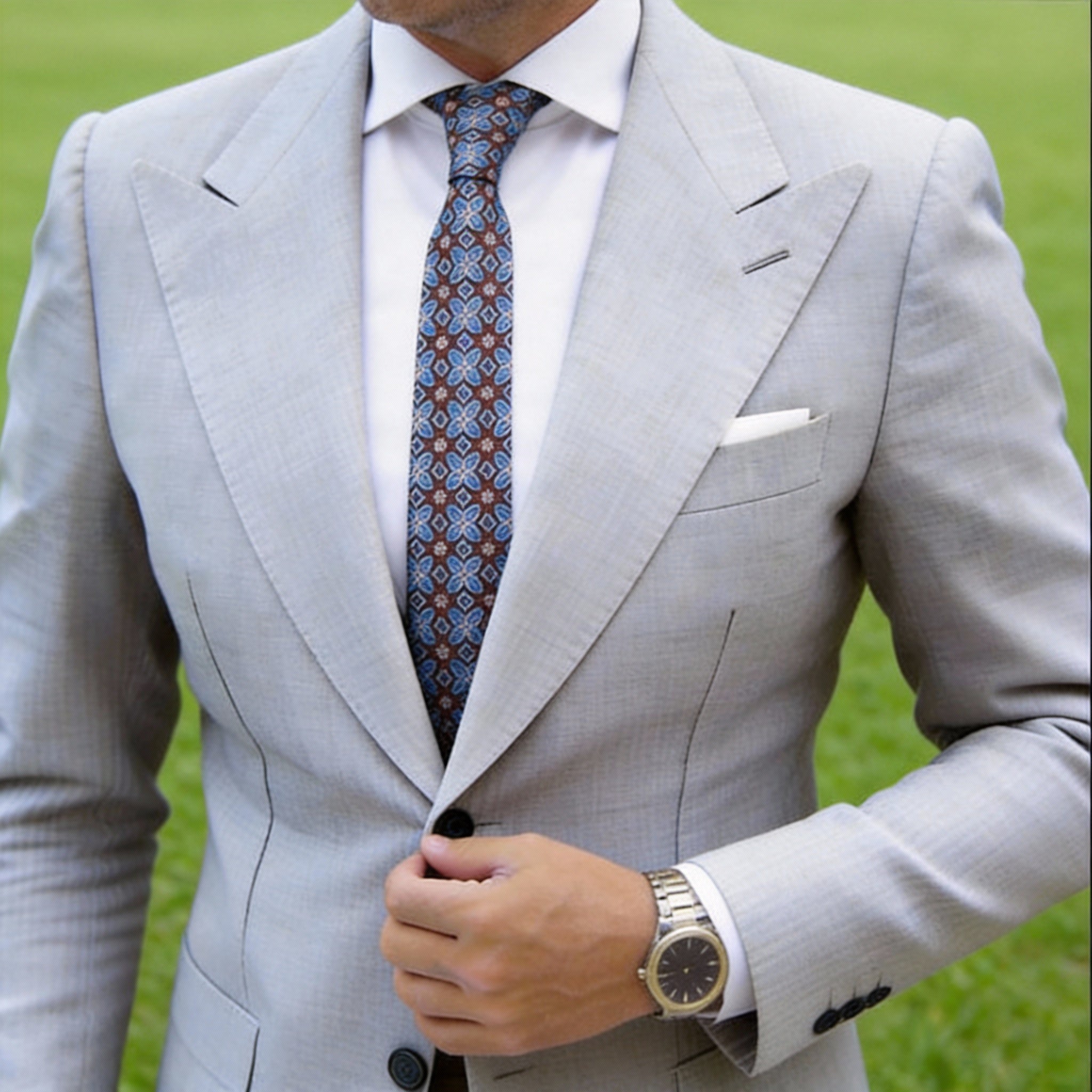 Navy Blue with Orange Striped Necktie Set