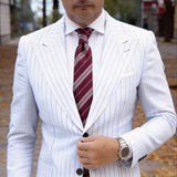 Burgundy & Light Gray Striped Necktie