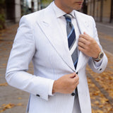 Gray with Blue Diagonal Stripes Necktie