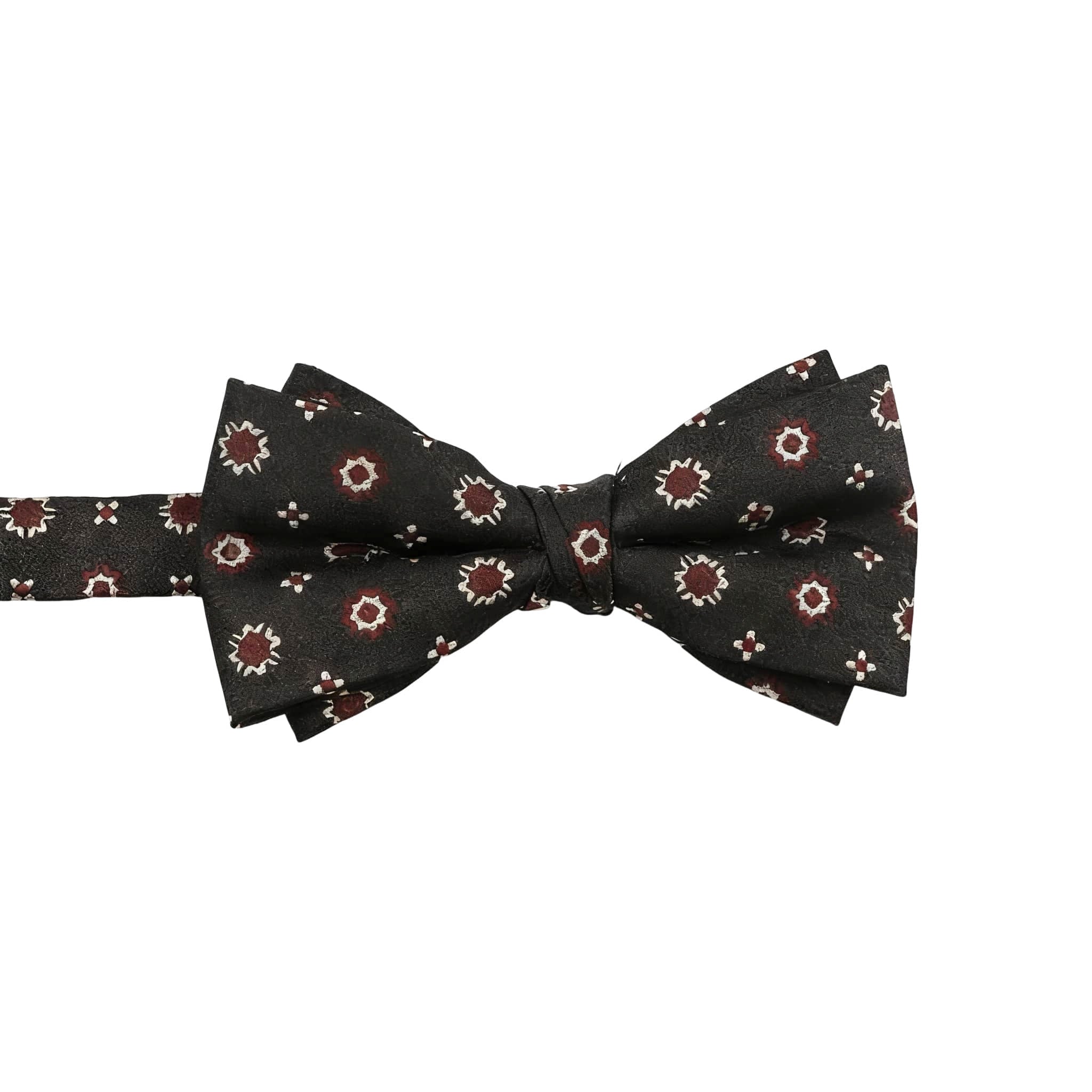 Brown Red Floral Bowtie